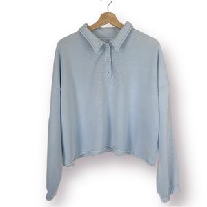 Aerie Polo Collar Pastel Sweatshirt Oversized Boxy Fit L
